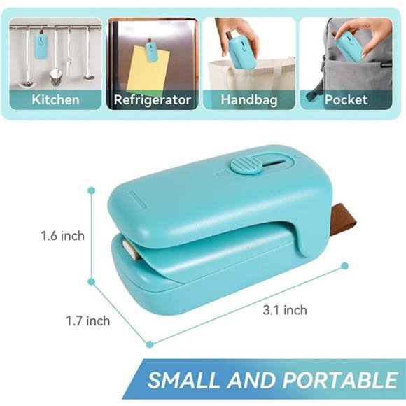 Mini Bag Sealer,Handheld Heat Vacuum Sealer, 2in1 Sealer and Cutter with Lanyard - Picture 3 of 6
